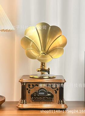 跨境复古留声机多功能蓝牙音箱欧式家居摆件仿古收音机高音质喇叭