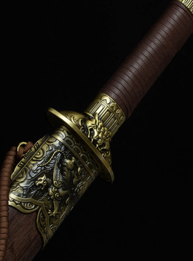 龙泉市刀剑高锰钢龙虎牛尾宝刀防身冷兵器清腰刀硬宝剑收藏未开刃