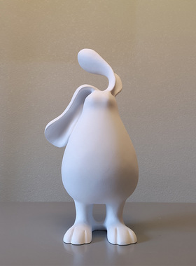 现代j简约白色卡通兔子树脂摆件样板间售楼处客厅餐厅茶几装饰品