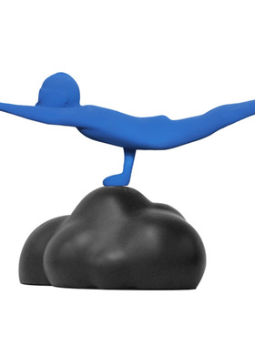 现代简约树脂蓝色飞行员人物艺术摆件样板间书房桌面摆件饰品