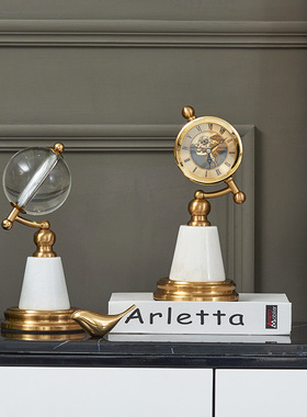 欧式轻奢钟表座钟美式奢华复古创意办公室台钟酒柜家居摆件装饰品