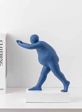 现代简约彩色推手人物艺术书靠摆件售楼部雕塑客厅书房书档装饰品