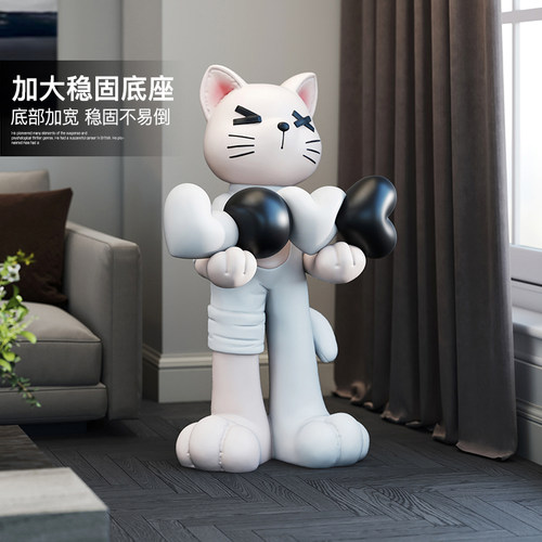 潮玩猫咪大型客厅落地摆件家居饰品闺蜜订婚结婚新婚礼物送新人 - 图2