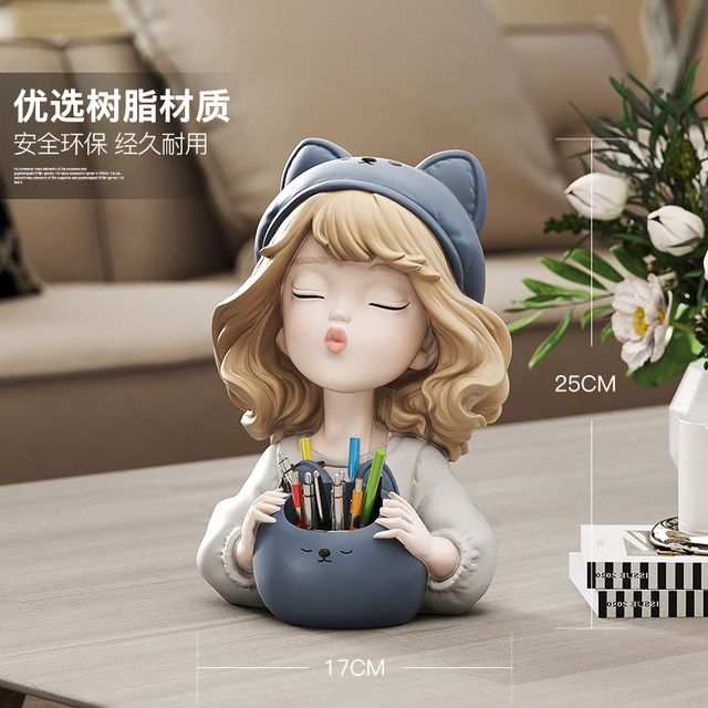 Cute girl desktop children's room pen holder ornaments