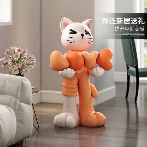 潮玩猫咪大型客厅落地摆件家居饰品闺蜜订婚结婚新婚礼物送新人 - 图3