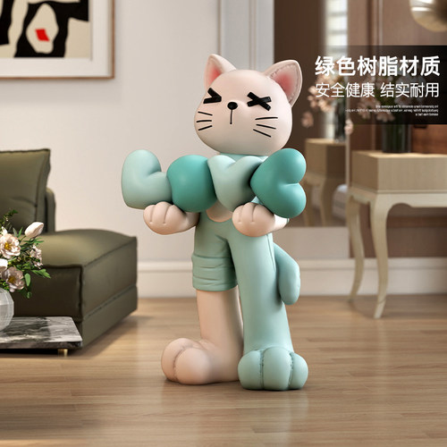 潮玩猫咪大型客厅落地摆件家居饰品闺蜜订婚结婚新婚礼物送新人 - 图1