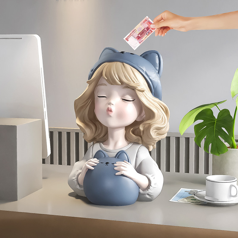 奶油风女孩存钱罐摆件只进不出客厅电视柜高级感小众装饰生日礼物,淘宝优惠券,粉丝福利购,淘宝优惠卷