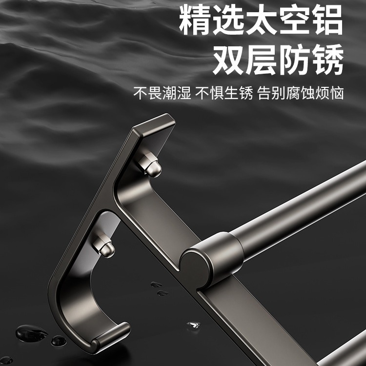 毛巾架卫生间免打孔浴室挂架厕所浴巾架挂杆挂钩壁挂毛巾杆置物架 - 图1