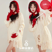 Shadow Building New Autumn Winter Pregnant Woman Photo Photography New Year Themed Art Photos white sweater Pregnancy Mommy Photography Costumes