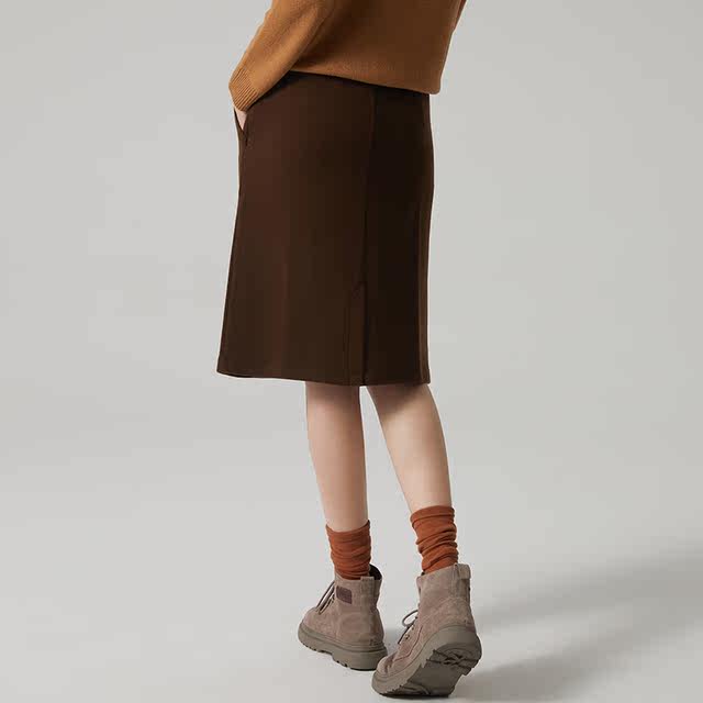 Autumn and winter high waist slimming skirt with simple slit zipper