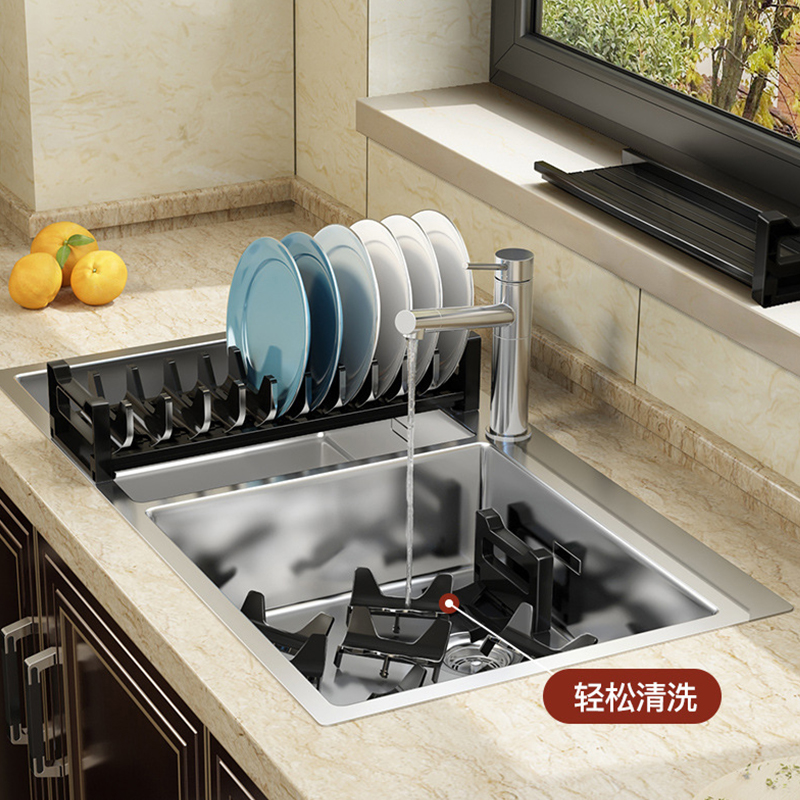 厨房内置碗架橱柜分隔柜内碗盘沥水架抽屉碗柜碗筷盘子碗碟收纳架 - 图1
