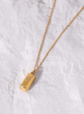 FourPin钛钢男女嘻哈小金块项链