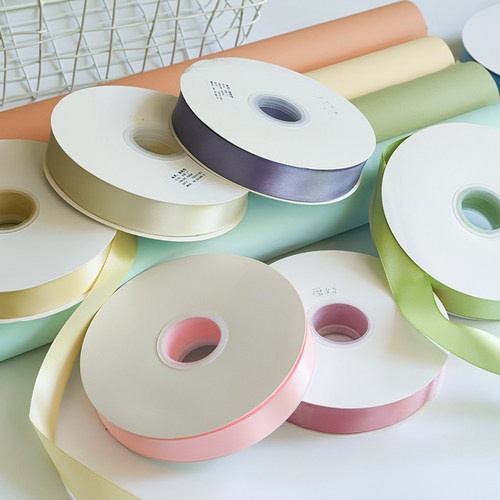 2.5cm纯色涤纶丝带花束礼物礼品蝴蝶结绸带缎带手工diy花店用品 - 图0