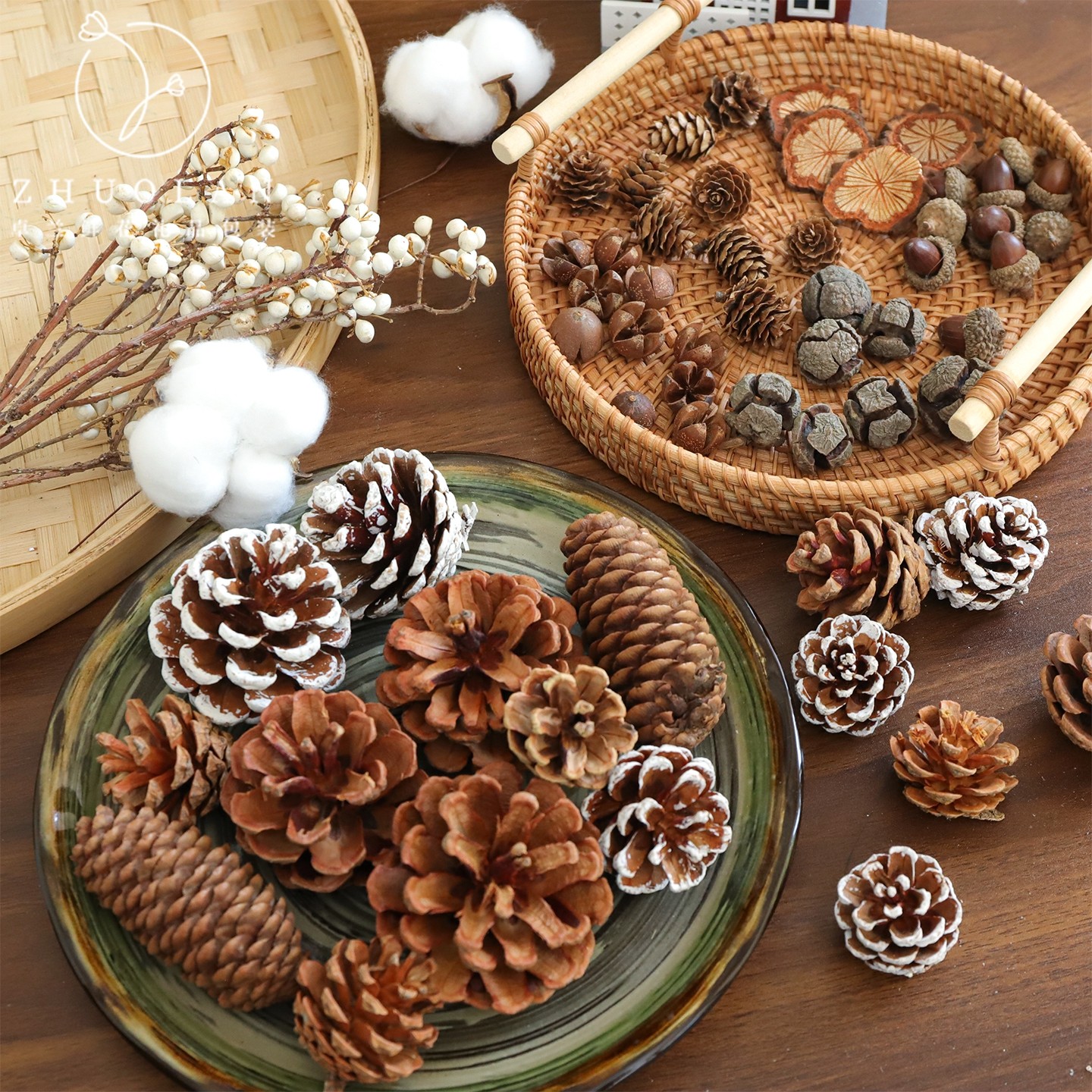 2025圣诞节新品松枝松果干果配饰礼物礼品打包装饰花束包装资材,淘宝优惠券,粉丝福利购,淘宝优惠卷