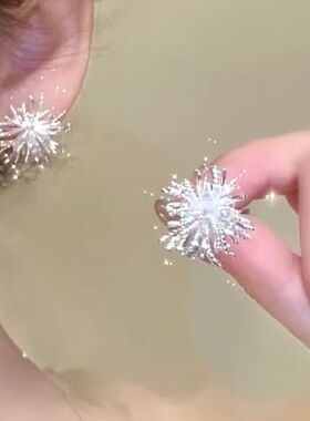 一秒沦陷~法式闪钻蝴蝶结流苏耳环女小众设计高级感无耳洞耳夹