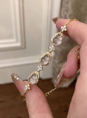 vintager中古花朵蜜蜂吊坠手链轻奢精致手环细闪bling手饰配饰