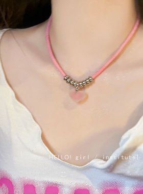 心动少女!糖果色多巴胺串珠星星项链女甜酷辣妹锁骨链y2k配饰品