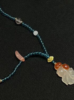 如鱼得水锦鲤吊坠项链复古串珠中式国风小众设计轻奢高级精致锁骨