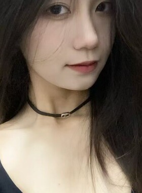 纯欲风黑色字母CD项链女锁骨链气质颈环choker颈链