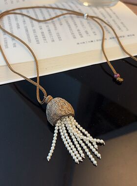 韩国ins博主同款珍珠流苏项链女2025新款小众长款复古毛衣链配饰