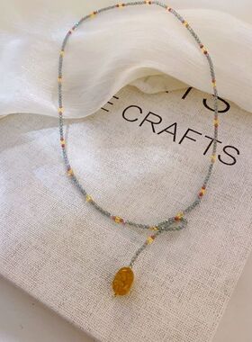 复古民族风串珠项链女轻奢优雅个性独特气质百搭颈链高级感锁骨链