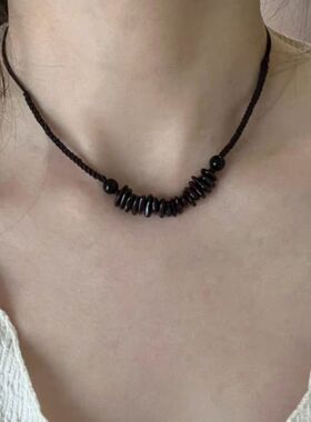 暗黑系简约水滴吊坠项链