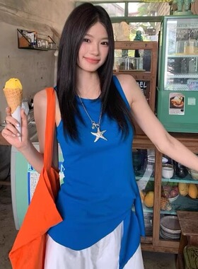 复古甜酷小众银色海星吊坠项链女y2k辣妹做旧废土风五角星锁骨链