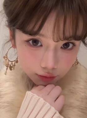 爱锁芯系列秋冬美式复古风钥匙爱心耳环显瘦大耳圈女高级小众耳饰