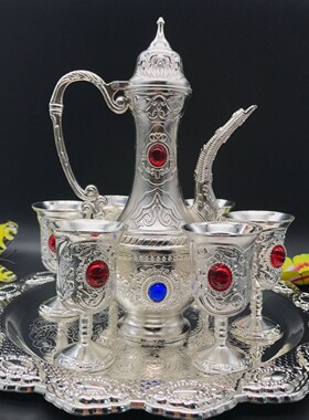 纯银999 欧式酒杯酒具套装复古茶壶茶具家居酒店酒具纯银套装