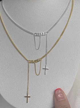 链条十字架纯银项链女百搭小巧精致轻奢气质网红锁骨链女朋友礼物