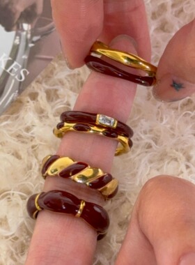 豌豆饰物钛钢不掉色安克拉红戒指