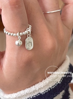 wandou原创设计纳福铃铛串珠戒指