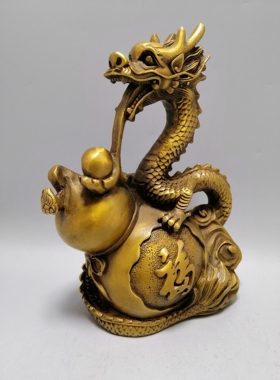 地摊货源古玩做旧仿古黄铜葫芦福龙摆件金属工艺品礼品一件代发