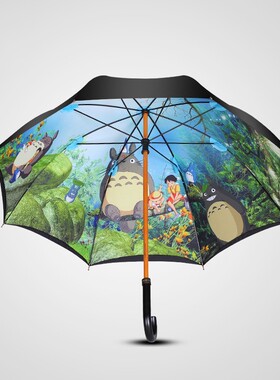 宫崎骏龙猫雨伞女晴雨两用长柄双层动漫遮阳伞防晒防紫外线太阳伞