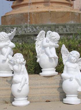 户外公园林景观玻璃钢欧式人物雕塑别墅花园庭院天使小区装饰摆件