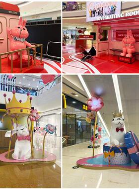 大型玻璃钢雕塑定制卡通彩绘吉祥物户外网红兔子摆件美陈系列