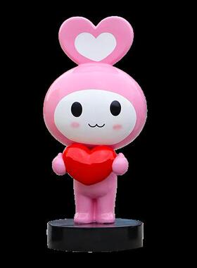 卡通公仔心心兔商场奶茶店美陈装饰网红雕塑玻璃钢布朗熊公园摆件