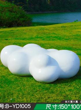 简约玻璃钢仿真云朵雕塑户外不锈钢镂空云朵摆件售楼部美陈装饰品