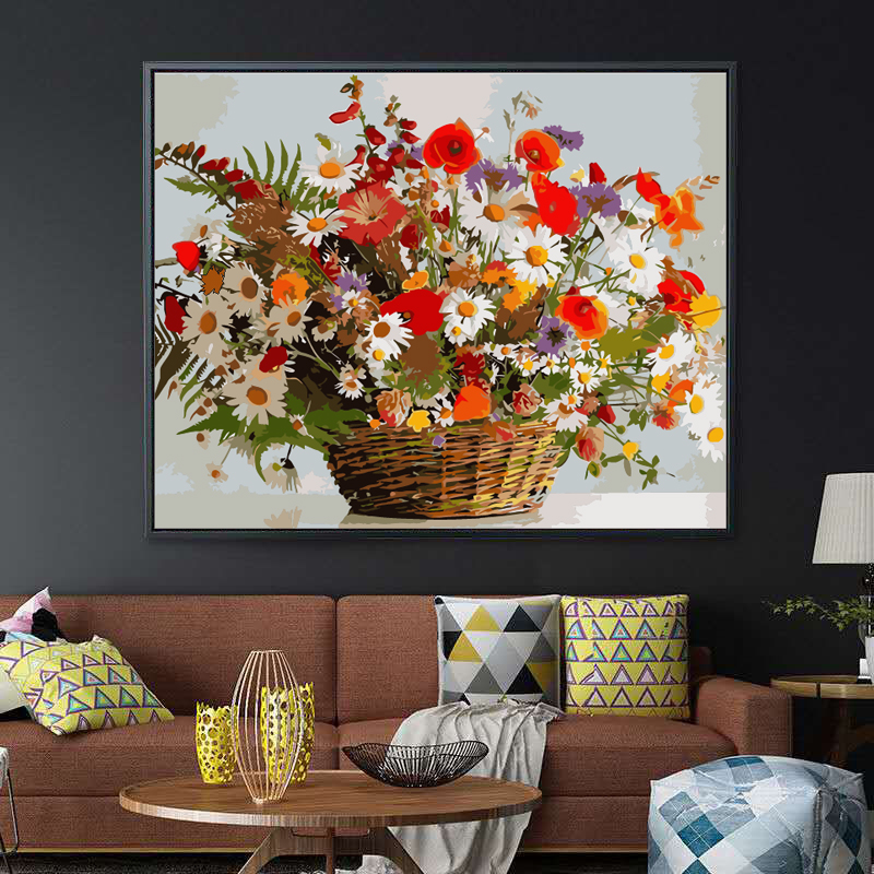 Diy数字油画跳蓝菊客厅卧室风景花卉菊花填色画涂色画油彩装饰画 虎窝淘 Diy数字油画跳蓝菊客厅卧室风景花卉菊花填色画涂色画油彩装饰画 虎窝淘