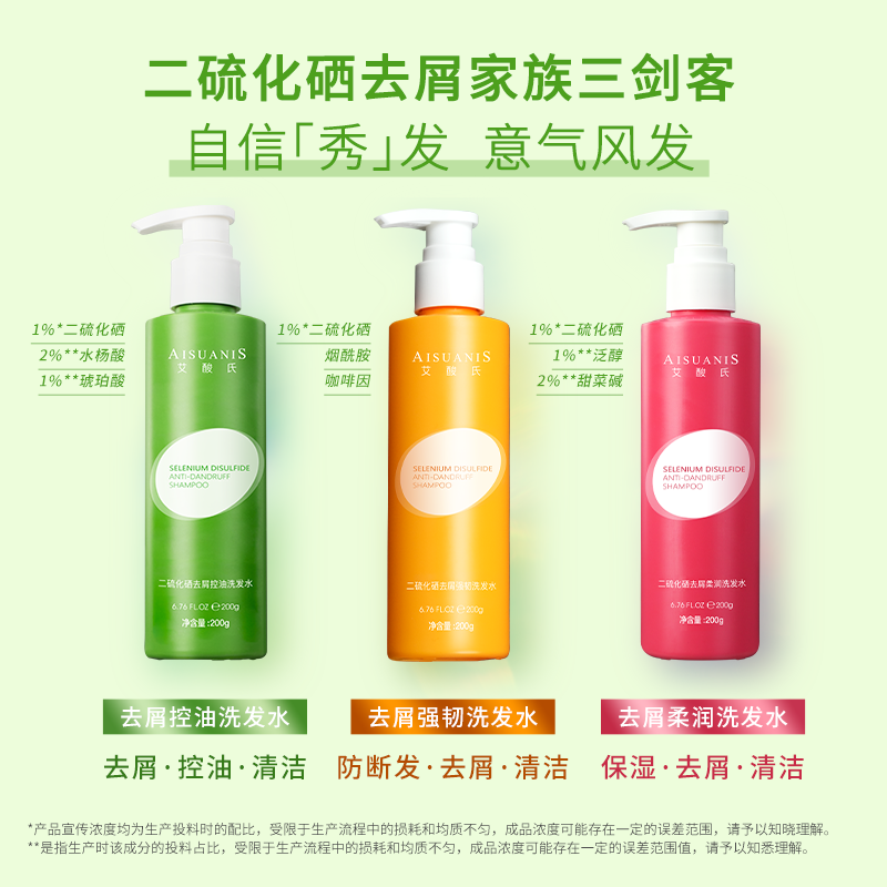 【新品2.0】艾酸氏1%二硫化硒去屑控油洗发水 2%水杨酸1%琥珀酸