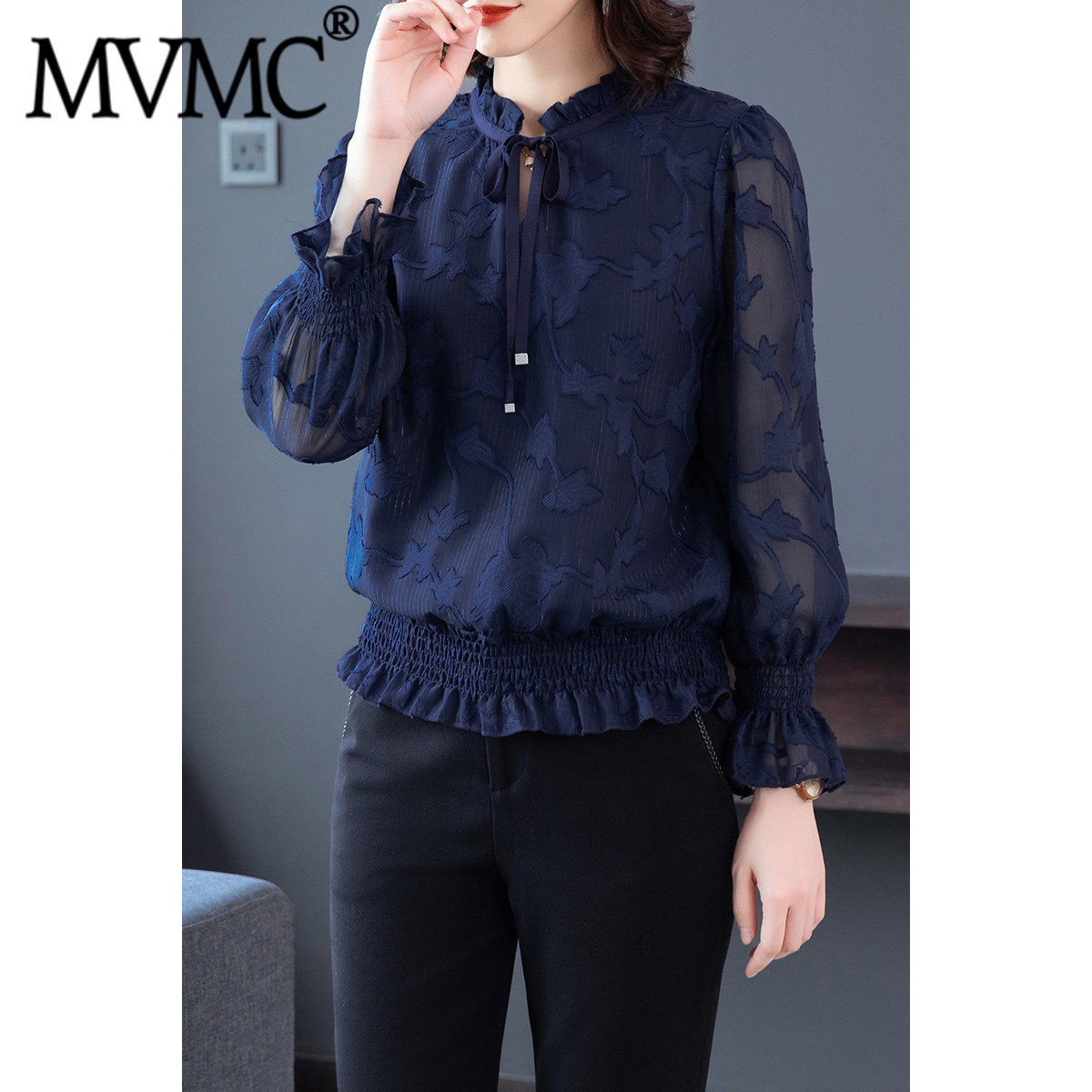 秋装女2020新款长袖妈妈雪纺衫衬衣 mvmc衬衫