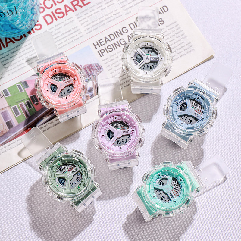 透明电子手表女ins风中学生独角兽 cojr手表国产腕表