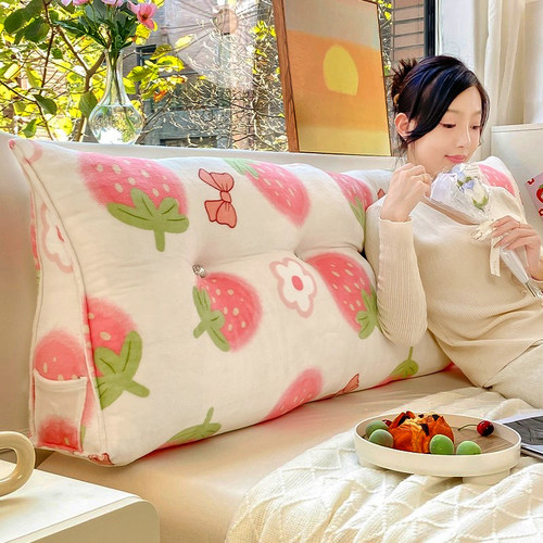 暖暖的宿舍床头靠垫软包三角榻榻米护腰大靠背防撞床上靠枕可拆洗 - 图0