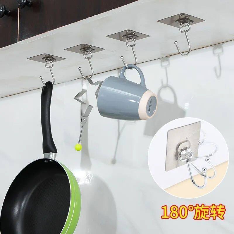 黑科技不锈钢挂钩强力粘钩门后免钉衣服挂钩浴室厨房墙上墙壁粘钩