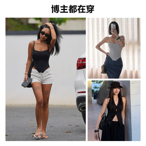 【郑钦文同款】辣妹绝美鱼骨胸衣女秋冬胸垫一体可外穿抹胸打底衣 - 图3