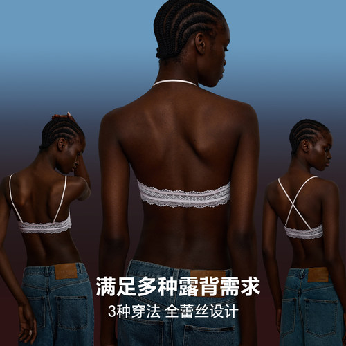 MIMI FANTASY前扣深V蕾丝美背内衣挂脖细肩带薄款法式性感三角杯 - 图1