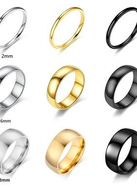 2/4/6/8/12/MM Fashion Stainless Steel Ring Wholesale Laser
