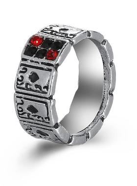 Spade A Ring 覆古扑克牌戒指男女个性黑桃A小众嘻哈开 口食指戒