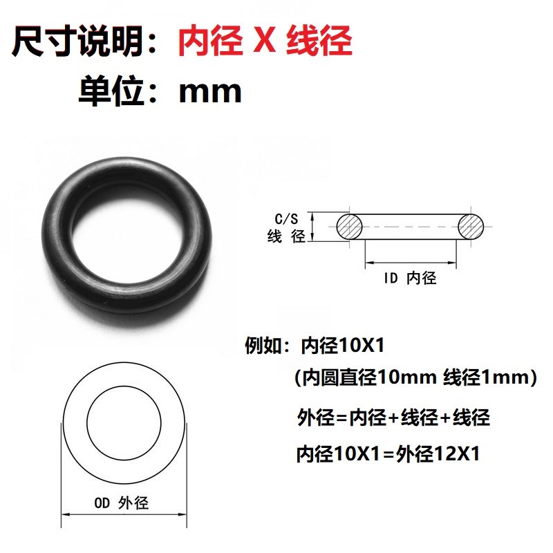 丁腈橡胶O型密封圈NBR线径5.7内径53.6 55.6 60 66.6 70.6 78.6 - 图0