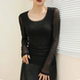 ເສື້ອຢືດຕໍ່າຫູກສອງຊັ້ນ mesh lace bottoming shirt 2026 ແບບໃໝ່